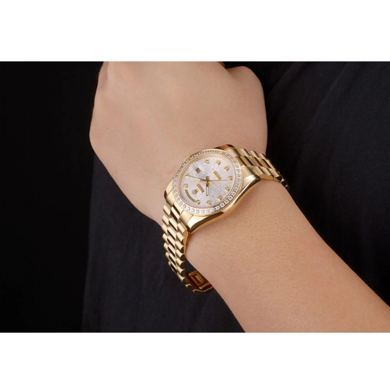 Best AAA Replica Sites Steel Yellow White Rolex Plated Dial Gold 18k Day-Date Stainless 0718
